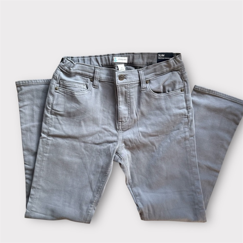 Crewcuts by J.Crew Boys Slim Fit Pants Gray Adjustable Waist Size 14 NEW W TAG